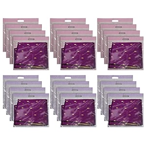 kuber industries non-woven single saree covers with transparent window with handle pack of 3 pink