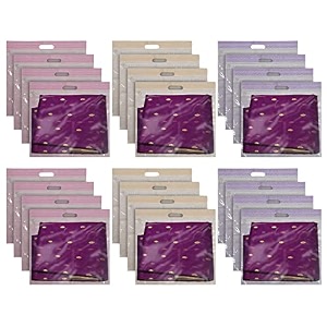 kuber industries non-woven single saree covers with transparent window with handle pack of 3 pink