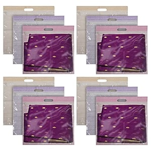 kuber industries non-woven single saree covers with transparent window with handle pack of 3 pink
