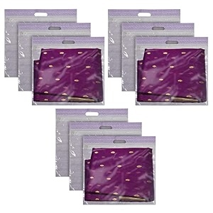 kuber industries non-woven single saree covers with transparent window with handle pack of 3 purple