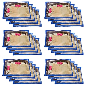 kuber industries non-woven single saree coversaree covers with zipclothes organizer for wardrobe travelpack of 24 blue