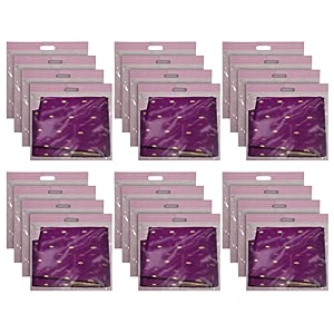 kuber industries non-woven single saree covers with transparent window with handle pack of 3 pink