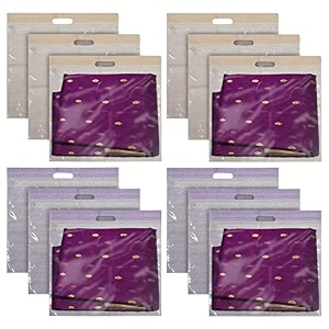 kuber industries non-woven single saree covers with transparent window with handle pack of 3 pink