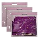 Kuber Industries Non-Woven Single Saree Covers With Transparent Window With Handle Pack of 3 (Pink)