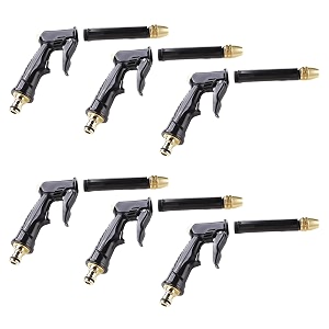 kuber industries nozzle for water pipenon-slipmultiple spray modesbrass nozzle water spray gun for  water pipeideal pipe nozzle for car washgardeningamp other usesblackpack of 6