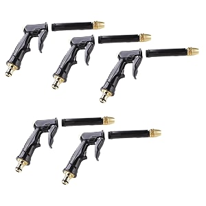 kuber industries nozzle for water pipenon-slipmultiple spray modesbrass nozzle water spray gun for car washgardeningamp other usesblackpack of 5