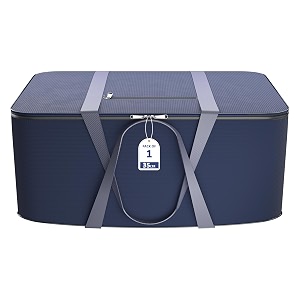 kuber industries nylon 35l small underbed storage box  blanket storage bagscover double bed storage containers  dustproof storage bag for clothes documents books toys  dark blue