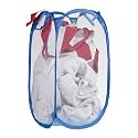 Kuber Industries Nylon Mesh Laundry Basket|Foldable Laundry Bag|Netted Lightweight Laundry Organizer|Reinforced Handle With Sturdy Base "20"LTR|Pack of 3 (Pink)