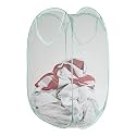 Kuber Industries Nylon Mesh Laundry Basket|Foldable Laundry Bag|Netted Lightweight Laundry Organizer|Reinforced Handle With Sturdy Base "20"LTR|Pack of 3 (Pink)