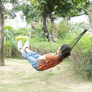 kuber industries nylon rope travel hammock garden hammock swing for adults100 kg load bearing capicityincluding 2 rope 1 bag green