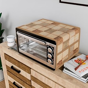 kuber industries oven top cover  non-woven microwave oven top cover with 4 utility pockets  oven cover for kitchen dcor  chatai oven top cover  brown