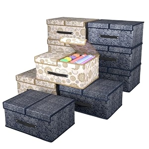 heart home non woven fabric foldable storage cube toy books shoes storage box with handle extra large grey- heart6886