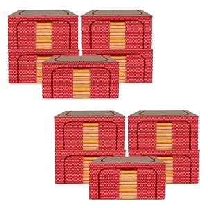 kuber industries 24 liter clothes storage box  foldable steel frame clothes organizer  storage box for wardrobe-saree-shirts and blankets  underbed storage bag  brown