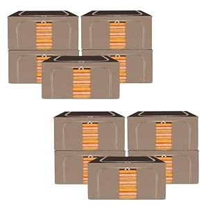 kuber industries 24 liter clothes storage box  foldable steel frame clothes organizer  storage box for wardrobe-saree-shirts and blankets  underbed storage bag  brown