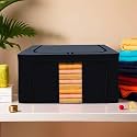 Kuber Industries 88 Liter Clothes Storage Box | Foldable Steel Frame Clothes Organizer | Storage Box For Wardrobe-Saree-Shirts And Blankets | Underbed Storage Bag | Dot Print | Royal Blue