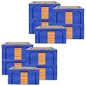 Kuber Industries Pack of 2 Clothes Storage Box | 66 Liter Foldable Steel Frame Clothes Organizer | Underbed Storage Bag | Storage Box For Wardrobe-Saree-Shirts And Blankets | Grey &amp; Black