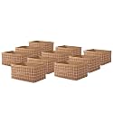 Kuber Industries Pack of 10 Foldable Multi-purpose Cloth Organizer for Storage with Drawing Handle | Durable Organisers Storage Box for Clothes/Toys | Check Design - Beige