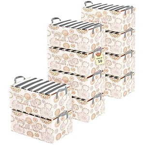 kuber industries foldable non-woven storage box for clothes  dress amp towel organiser for wardrobe  collapsible container basket - white
