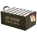 Kuber Industries Foldable Non-Woven Storage Box for Clothes | Dress &amp; Towel Organiser for Wardrobe | Collapsible Container Basket - Black