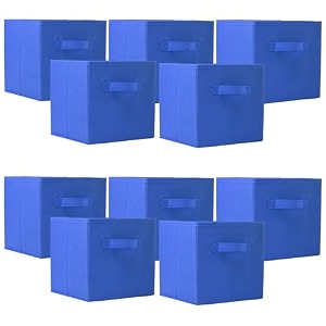 kuber industries pack of 6 foldable storage box  multipurpose storage organizer for clothes  plain wardrobe organizer for book stationary amp toys  11 inch  royal blue