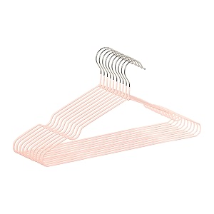 kuber industries pack of 10 hanger for clothes  space-saving sarees amp dress hanger for wardrobe  durable and non-slip design hangers for clothes hanging  hd-1-pnk  pink
