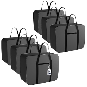 kuber industries pack of 10 nylon 35l small underbed storage boxblanket storage bagscover double bed storage containersdustproof storage bag for clothes documents books toysgrey amp black