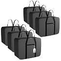 Kuber Industries Pack of 10 Nylon 35L Small Underbed Storage Box|Blanket Storage Bags/Cover Double Bed Storage Containers|Dustproof Storage Bag for Clothes, Documents, Books, Toys|Grey &amp; Black
