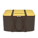 Kuber Industries Underbed Storage Bag|Rexine Jumbo Blanket Cover|Lightweight Storage Bag 58cms|Foldable Razai Bag|Zipper Storage Bag For Clothes with Handle|Large (Yellow &amp; Brown), 27 cm