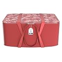 Kuber Industries Storage Bag | Clothes Storage Attachi Bag | Underbed Storage Bag | Zipper Storage Bag | Wardrobe Organizer with Handle | Travel Attachi Bag | Flower-Print | Small | Maroon