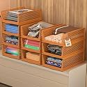 Kuber Industries 2 Pcs Plastic Stackable Cloth Organizer for Storage | Foldable Clothes Rack for Wardrobe | Almirah &amp; Cupboard Organizer for Shirts T-Shirts Dresses Jeans &amp; Pants | Brown