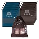 Kuber Industries Pack of 10 Shoe Bags | Shoe Bags for Travel | Non-Woven Shoe Storage Bags | Storage Organizers Set | Shoe Cover with Transparent Window | Shoe Dori Cover | Navy Blue &amp; Coffee