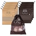 Kuber Industries Pack of 10 Shoe Bags | Shoe Bags for Travel | Non-Woven Shoe Storage Bags | Storage Organizers Set | Shoe Cover with Transparent Window | Shoe Dori Cover | Beige &amp; Coffee