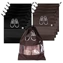 Kuber Industries Pack of 10 Shoe Bags | Shoe Bags for Travel | Non-Woven Shoe Storage Bags | Storage Organizers Set | Shoe Cover with Transparent Window | Shoe Dori Cover | Black &amp; Coffee