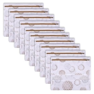 kuber industries pack of 10 saree bags for storage  non-woven wardrobe organizer  mesh window cloth storage set  single packing  gola-print  white
