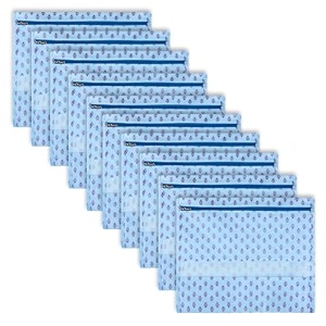 kuber industries pack of 10 single saree bags  clothes bags for storage  non-woven wardrobe organizer  mesh window cloth storage bags set  single packing saree bags  floral-print  sky blue