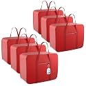 Kuber Industries Pack of 11 Nylon 35L Small Underbed Storage Box | Blanket Storage Bags/Cover Double Bed Storage Containers | Dustproof Storage Bag for Clothes, Documents, Books, Toys | Red