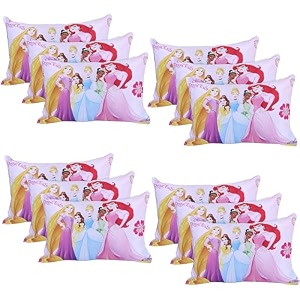 kuber industries pack of 12 baby pillow  disney princess pillow  soft pillows for sleeping  back amp front printed  cozy amp fluffy pillow  12x18 inch  pink