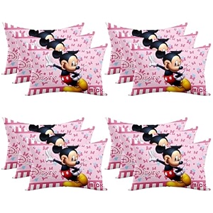 kuber industries pack of 12 baby pillow  disney mickey amp minnie pillow  soft pillows for sleeping  back amp front printed  cozy amp fluffy pillow  12x18 inch  pink