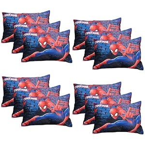 kuber industries pack of 12 kid39s soft pillow for sleeping  marvel spiderman print pillow 12x18 inch  navy blue