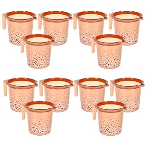 kuber industries pack of 12 bath mug for bathroom  15 ltr  plastic mug for washroom  mug for bathing  multipurpose mug for home use amp kitchen  tinted print-brown