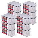 Kuber Industries (Pack of 12) Blouse Cover | Jute-Printed | Clothes Storage Bag | Wardrobe Organiser With Zipper | Side Transparent Blouse Organizer | Blouse Protector Bag | Grey