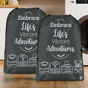 kuber industries pack of 2 cloth storage bag  storage organizer  travel cloth carrying bag  garments cover for laundry  travel storage organizer bag for clothing  large  gray