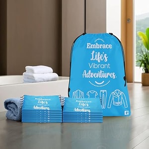 kuber industries pack of 12 cloth storage bag  storage organizer  travel cloth carrying bag  garments cover for laundry  travel storage organizer for clothing  medium  sky blue