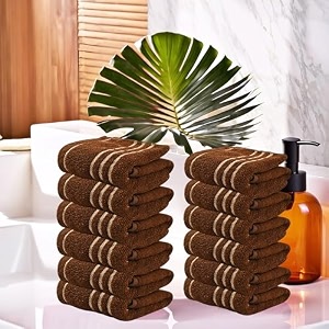 kuber industries pack of 12 cotton face towel  14x21 inch  workout gym napkins  hand towel for men amp woman  quick-drying napkins for travel use  plain crape-dark brown