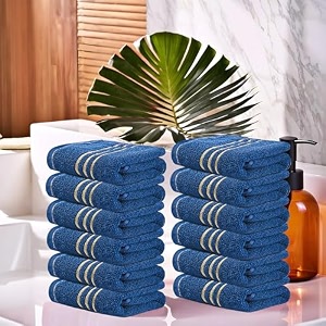 kuber industries pack of 12 cotton face towel  14x21 inch  workout gym napkins  hand towel for men amp woman  quick-drying napkins for travel use  plain crape-dark blue