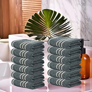 kuber industries pack of 24 cotton face towel  14x21 inch  workout gym napkins  hand towel for men amp woman  quick-drying napkins for travel use  plain crape-dark grey