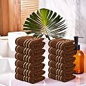 Kuber Industries (Pack of 12) Cotton Face Towel | 14x21 Inch | Workout Gym Napkins | Hand Towel For Men &amp; Woman | Quick-Drying Napkins For Travel Use | Plain Crape-Dark Brown