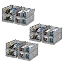 Kuber Industries (Pack of 12) Desk Stationary Organizer | Foldable Office Desk Organizers | Drawers for Dressing Table | Storage Bins for Kitchen, Bathroom | Grey