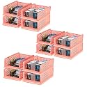 Kuber Industries (Pack of 12) Desk Stationary Organizer | Foldable Office Desk Organizers | Drawers for Dressing Table | Storage Bins for Kitchen, Bathroom | Coral Pink
