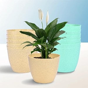 kuber industries plastic hanging flower pot for balcony amp railing set of 6 blue-18x18x59 cm